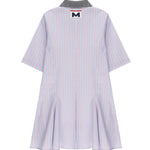 Msgm Kids Abito Fantasia a Righe Celeste e Blu con Logo Ricamato per Bambine
