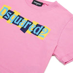Dsquared2 Kids T-shirt Crop Fucsia con Logo Boxed per Bambine (dettaglio)