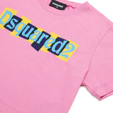 Dsquared2 Kids T-shirt Crop Fucsia con Logo Boxed per Bambine (dettaglio)