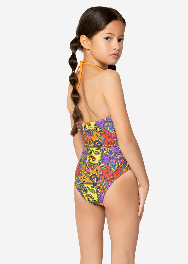 4GIVENESS Girls' Cashmere Pattern Monokini Swimsuit