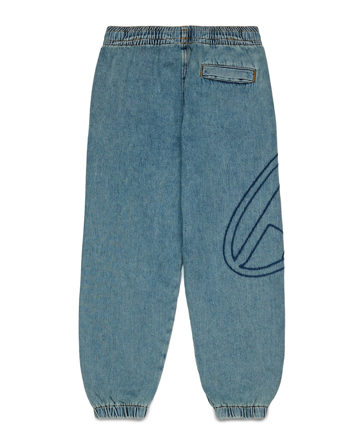 Diesel Kids Jeans Jogger Azzurri con Maxi Logo Oval D Ricamato per Bambine
