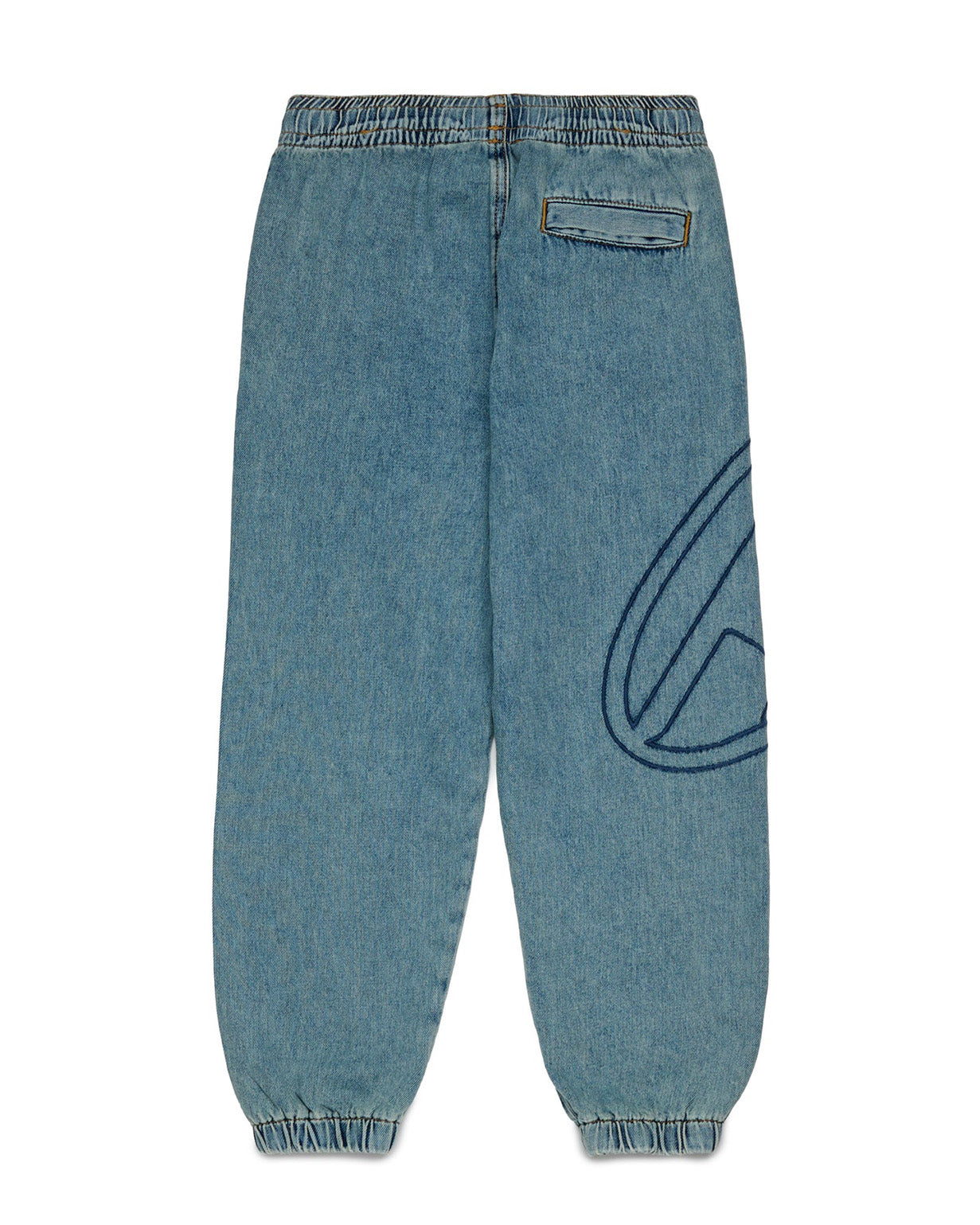 Diesel Kids Jeans Jogger Azzurri con Maxi Logo Oval D Ricamato per Bambine