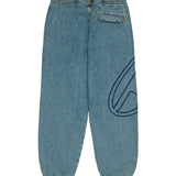 Diesel Kids Jeans Jogger Azzurri con Maxi Logo Oval D Ricamato per Bambine