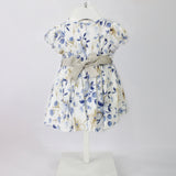 Minibanda Abito Bianco Floreale con Fascia e Fiocco per Neonate