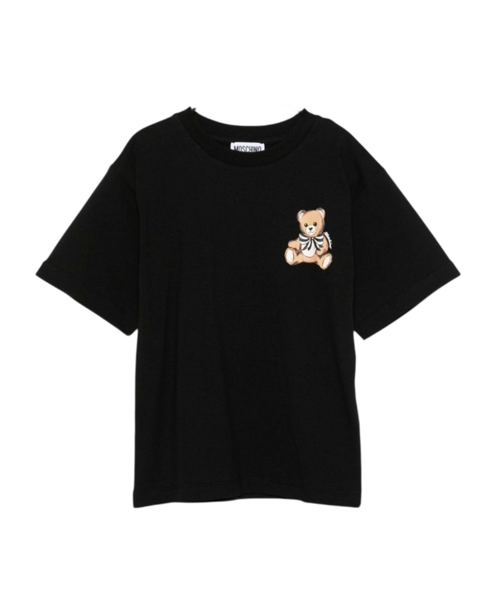 Moschino Kids T-shirt Nera con Teddy per Bambine