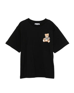 Moschino Kids T-shirt Nera con Teddy per Bambine