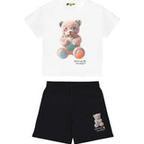Barrow Kids Completo Bianco e Nero con Stampa Teddy Unisex