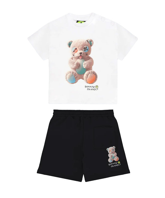 Barrow Kids Completo Bianco e Nero con Stampa Teddy Unisex