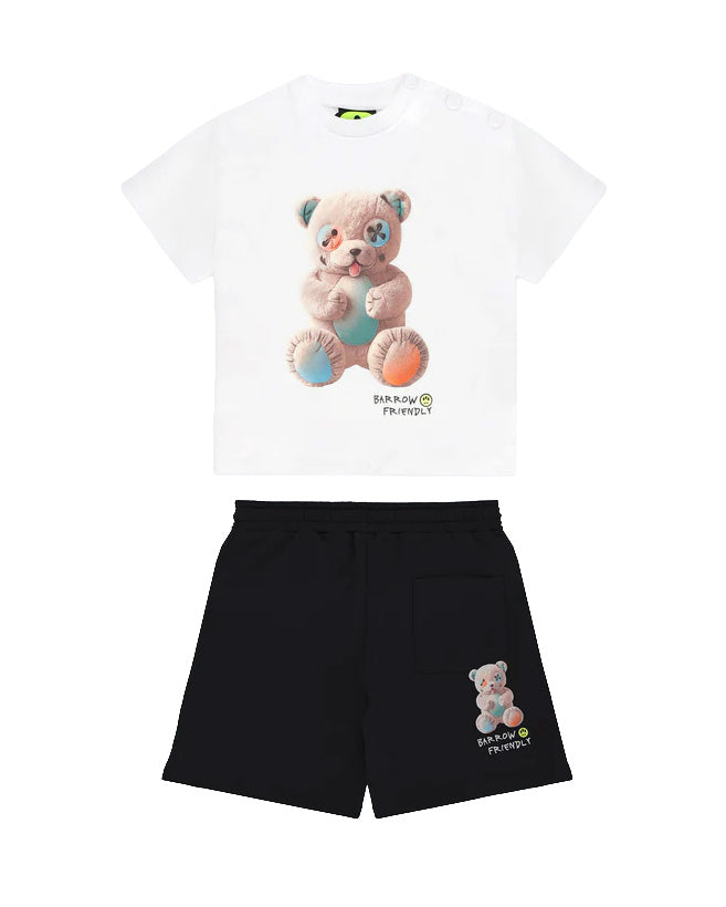 Barrow Kids Completo Bianco e Nero con Stampa Teddy Unisex