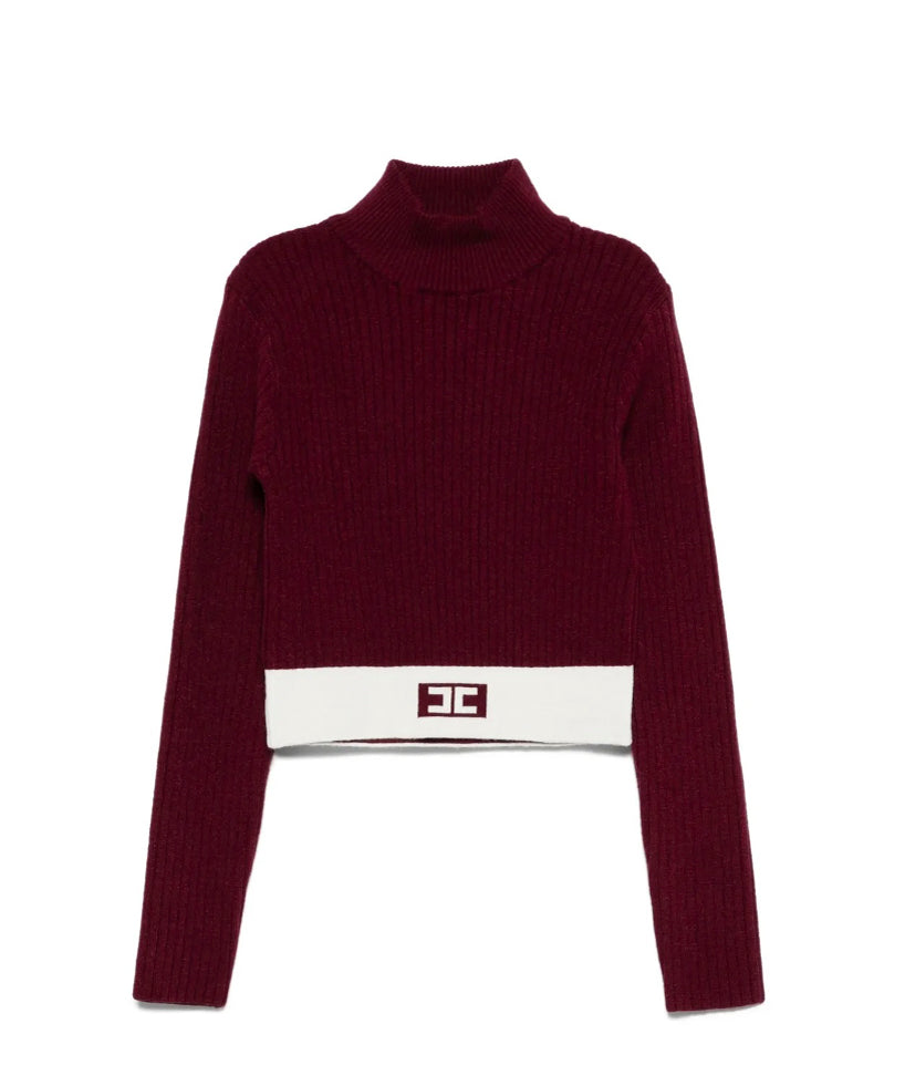 Elisabetta Franchi La Mia Bambina Maglioncino Cherry con Banda Logo per Bambine