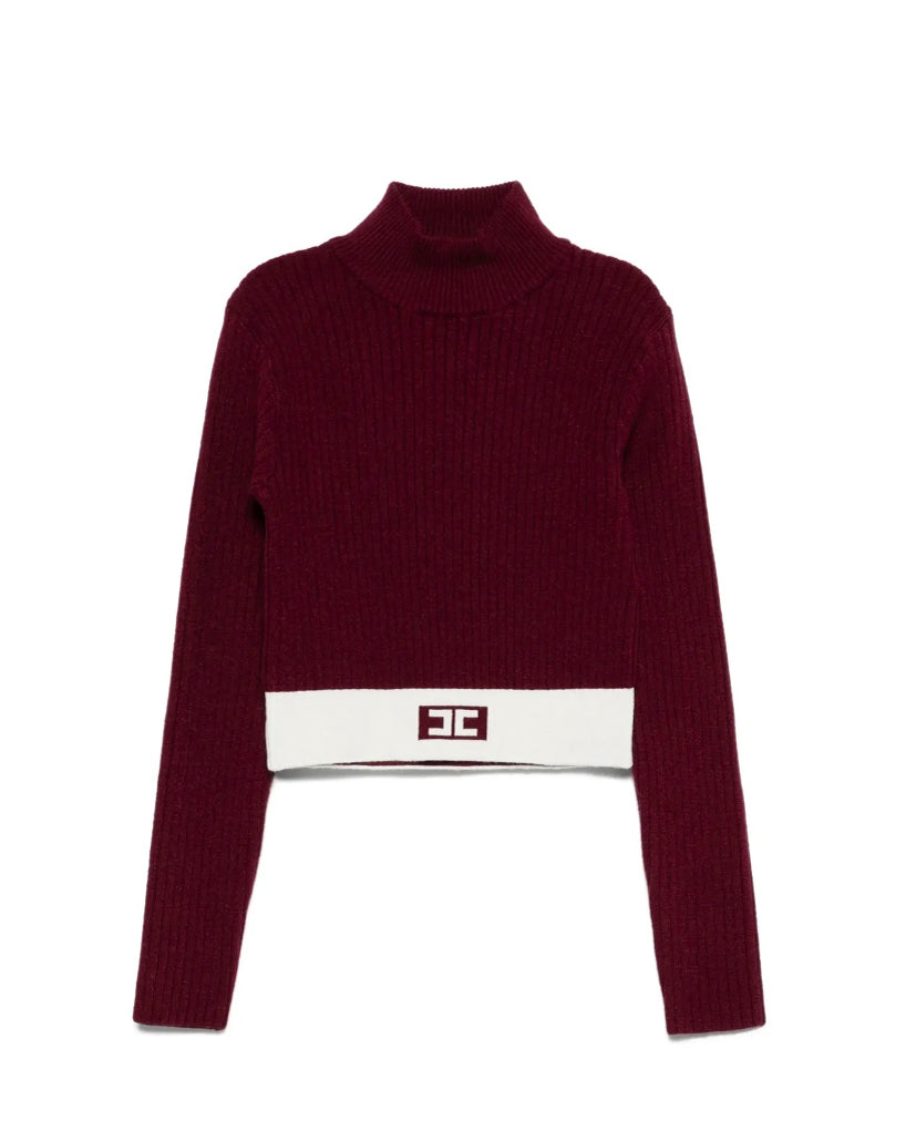 Elisabetta Franchi La Mia Bambina Maglioncino Cherry con Banda Logo per Bambine