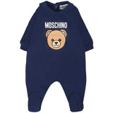 Moschino Kids Tutina Blu Navy con Logo Teddy per Neonati