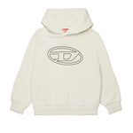 Diesel Kids Felpa con Cappuccio Panna con Oval D per Bambini