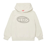 Diesel Kids Felpa con Cappuccio Panna con Oval D per Bambini