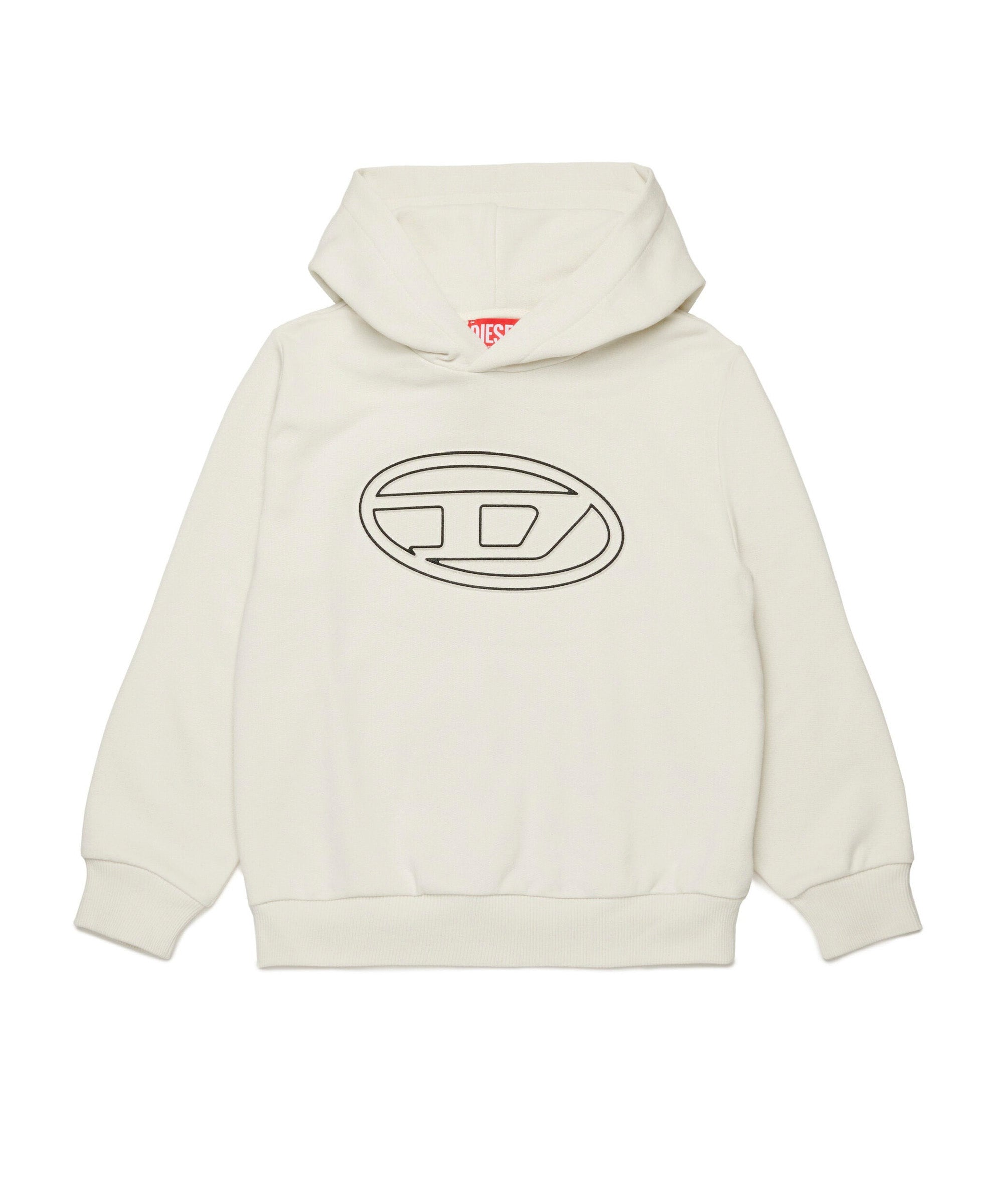 Diesel Kids Felpa con Cappuccio Panna con Oval D per Bambini