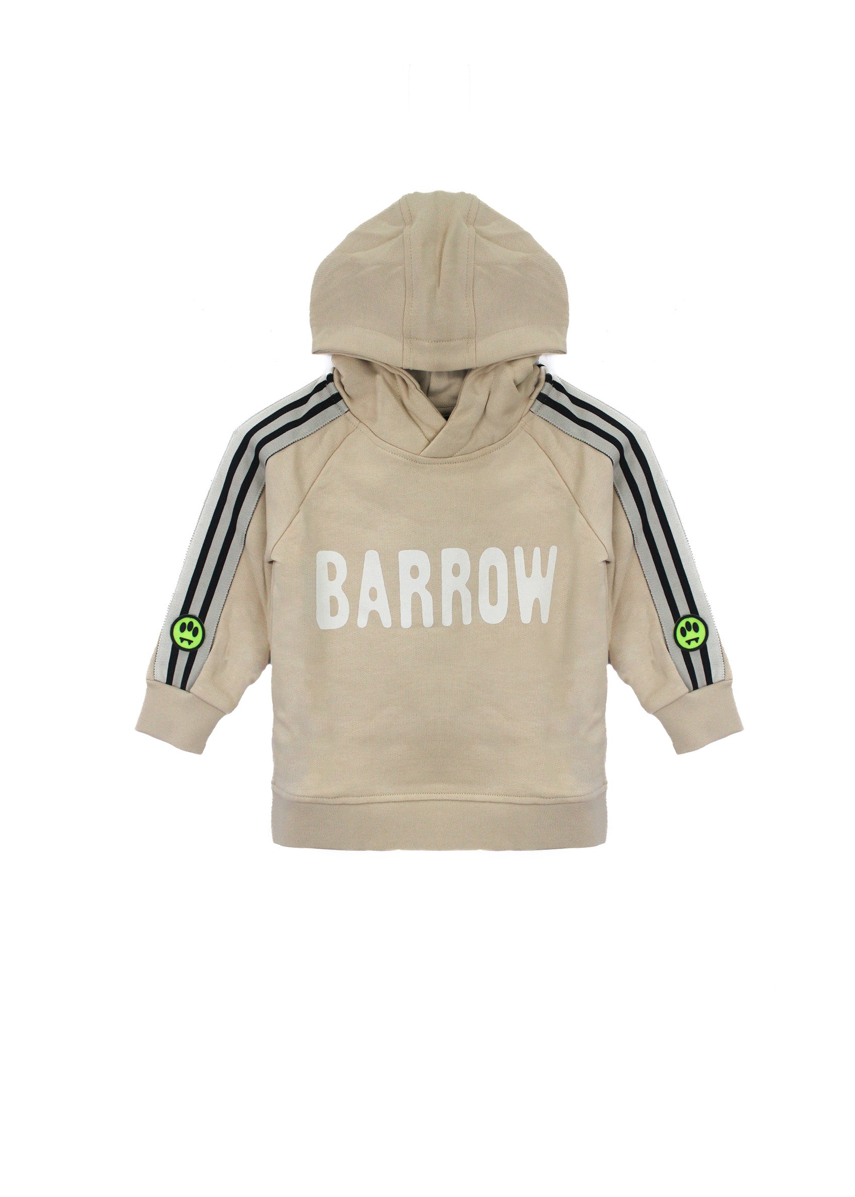 Barrow Kids Abito in Felpa con Cappuccio Beige con Logo per Neonate