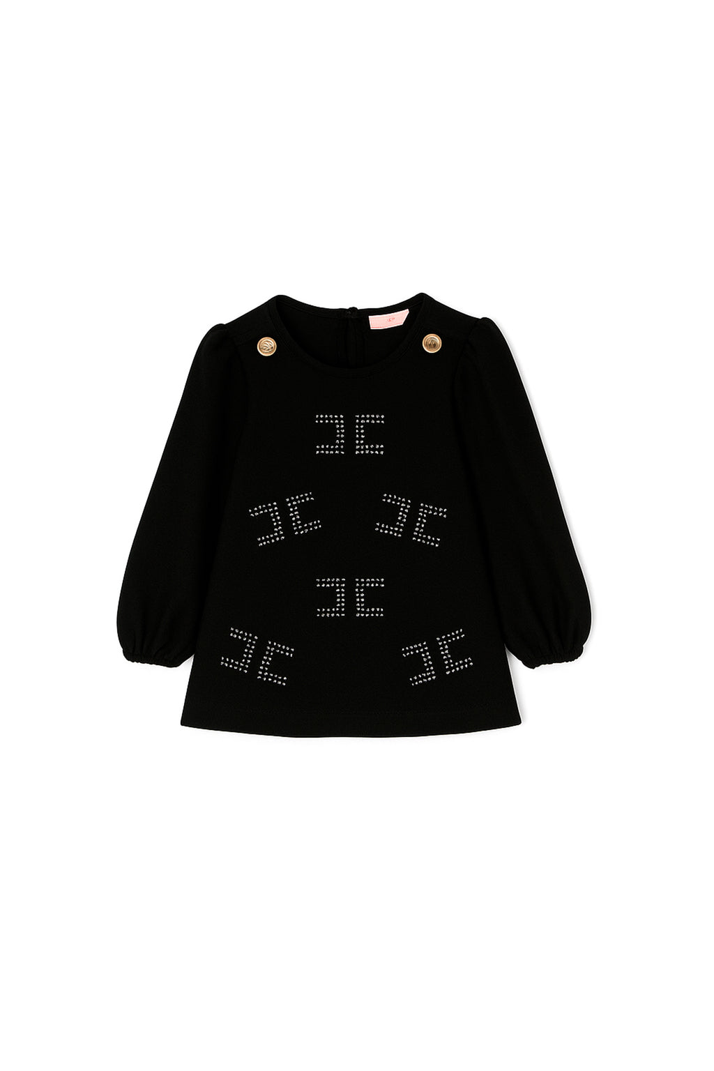 Elisabetta Franchi My Little Girl Black Dress with Rhinestones and Shirt for Newborns