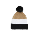 Boss Kids Cappello Beanie Nero/Biscotto con Pon Pon per Noenati (retro)