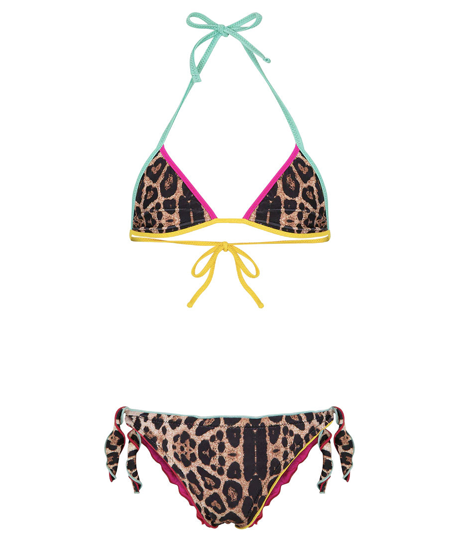 F**K Kids Costume Due Pezzi Fantasia Leopardato per Bambine