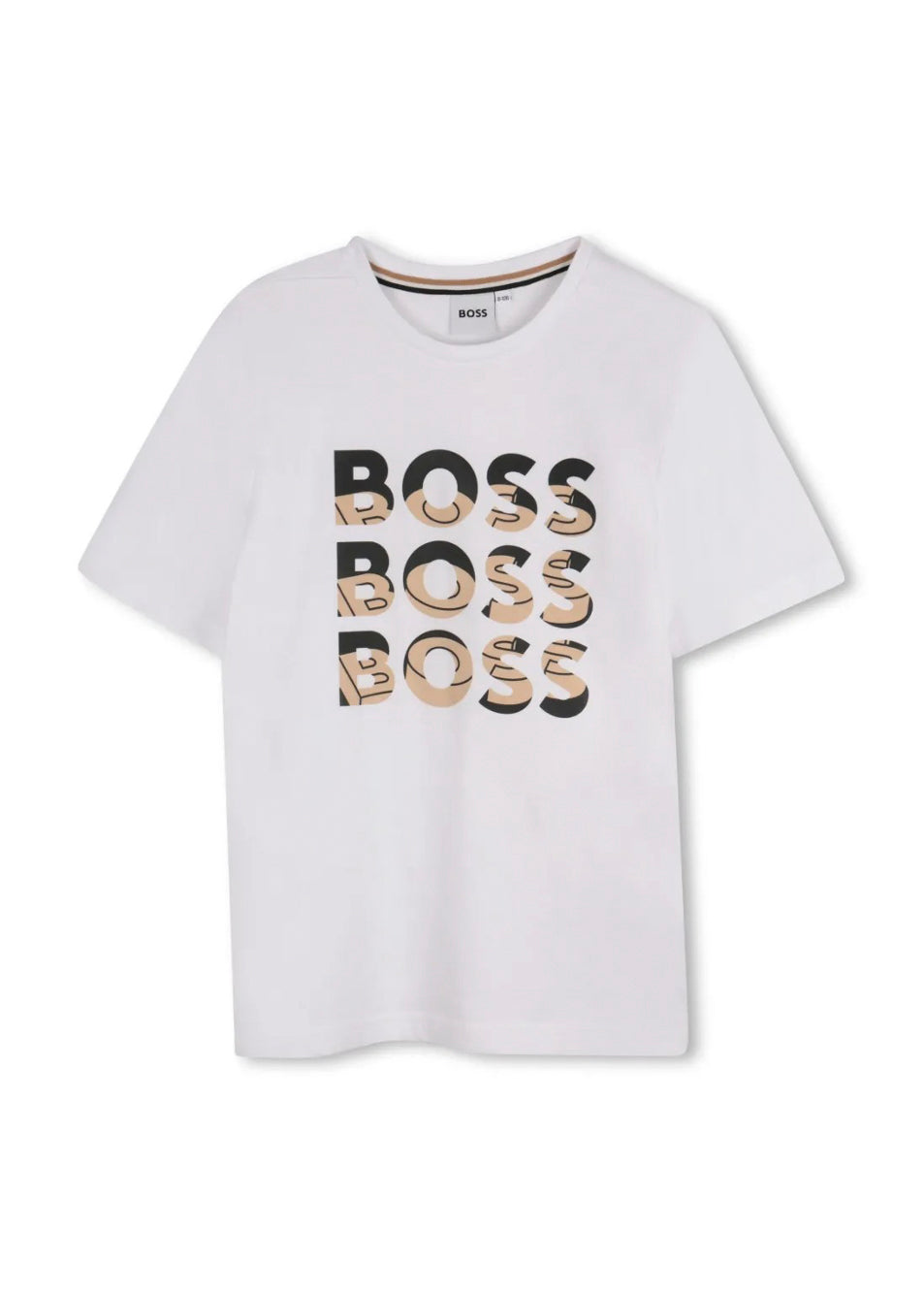 Boss Kids T-shirt Bianca con Stampa Boss per Bambini