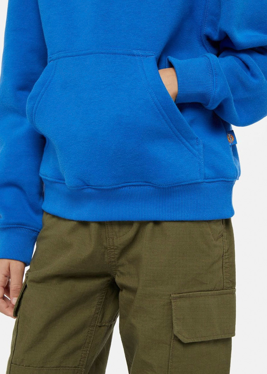 Dickies Kids Felpa Azzurra con Cappuccio con Micro Logo per Bambini (dettaglio)