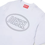 Diesel Kids T-shirt Bianca con Stampa Logo Oval Unisex per Bambini