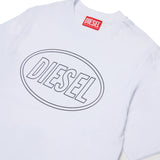 Diesel Kids T-shirt Bianca con Stampa Logo Oval Unisex per Bambini