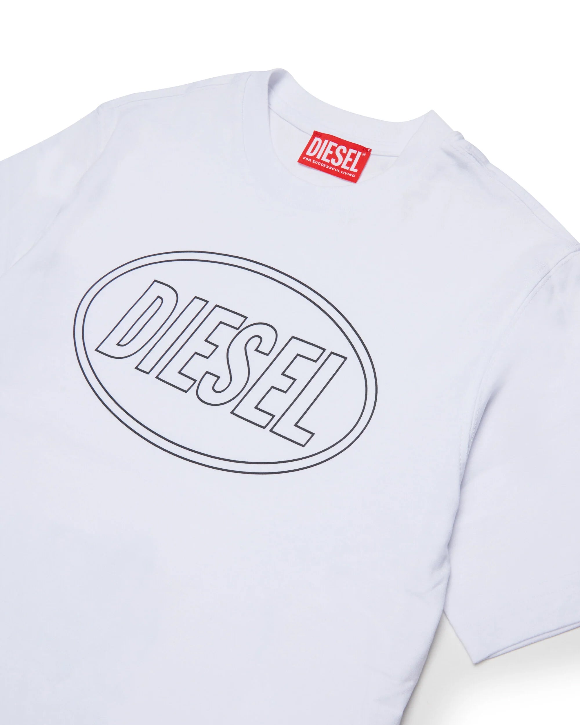 Diesel Kids T-shirt Bianca con Stampa Logo Oval Unisex per Bambini