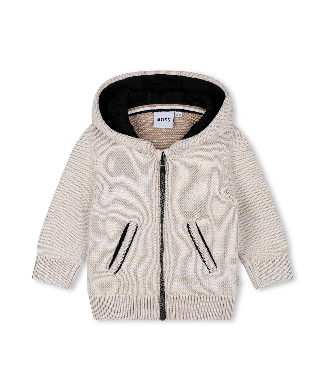 Boss Kids Cardigan Sabbia con Cappuccio per Neonati