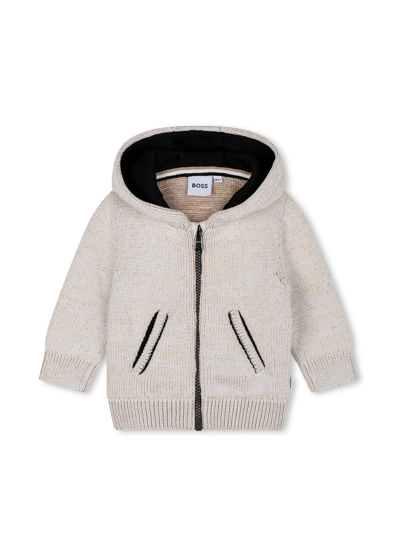 Boss Kids Cardigan Sabbia con Cappuccio per Neonati