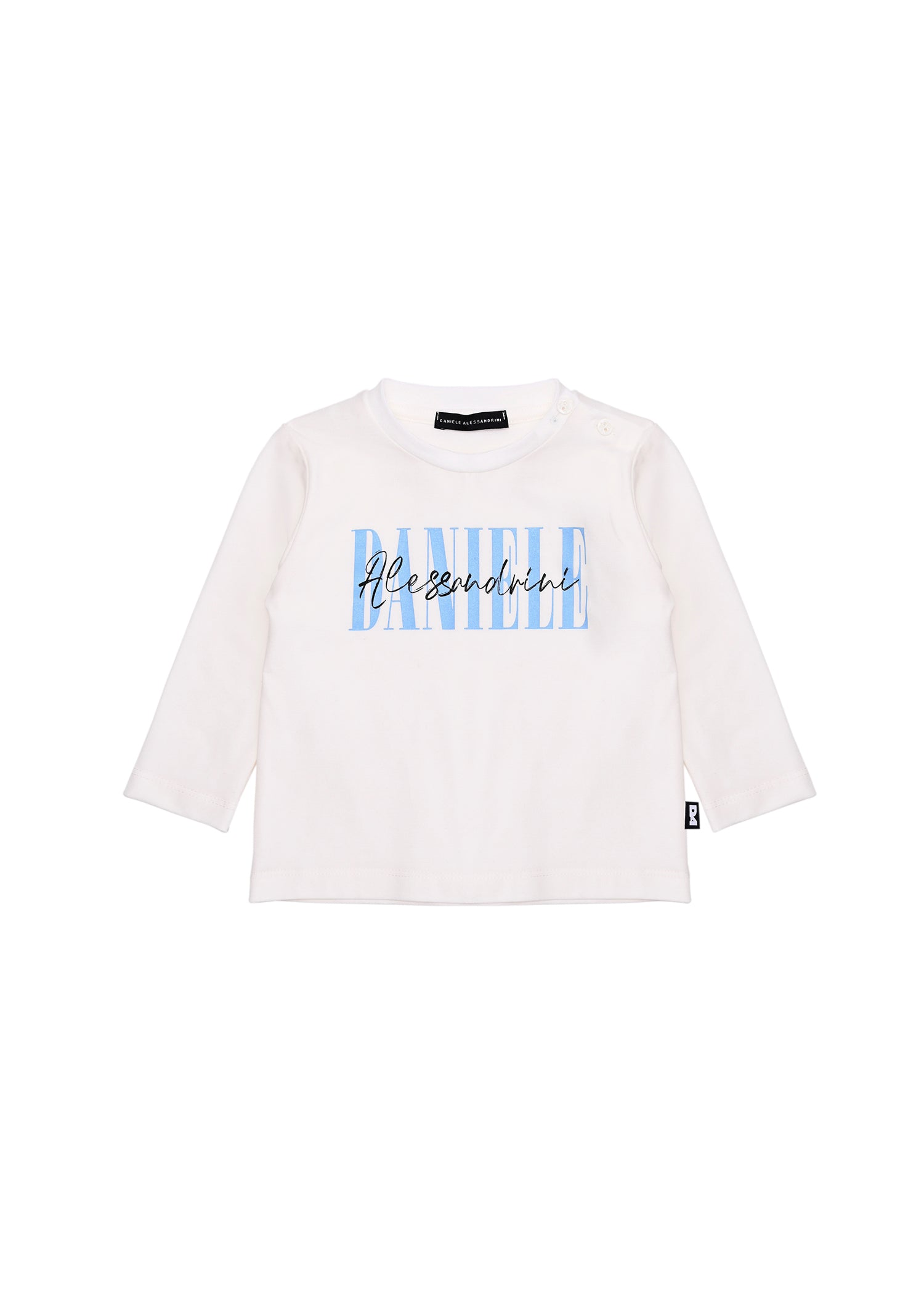 Daniele Alessandrini T-shirt Maniche Lunghe Bianca con Logo per Neonati