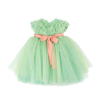 Marlù Abito Verde da Cerimonia con Applicazioni Fiore per Neonate