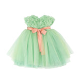 Marlù Abito Verde da Cerimonia con Applicazioni Fiore per Neonate