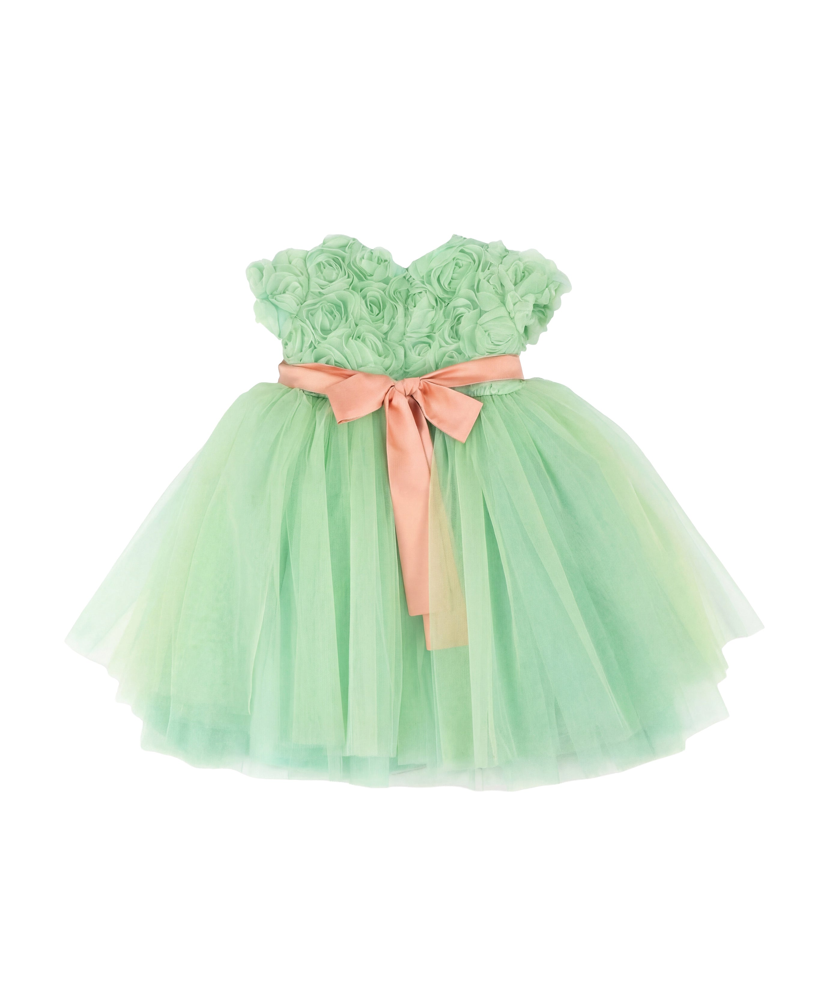 Marlù Abito Verde da Cerimonia con Applicazioni Fiore per Neonate