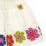 Tuc Tuc White Skirt with Flower Embroidery for Baby Girls