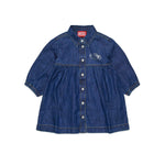 Diesel Kids Abito in Denim Blu con Logo per Neonate