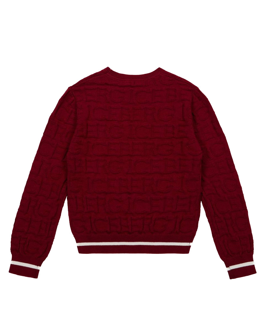 Iceberg Kids Maglione Bordeaux con Logo in Rilievo per Bambini (retro)