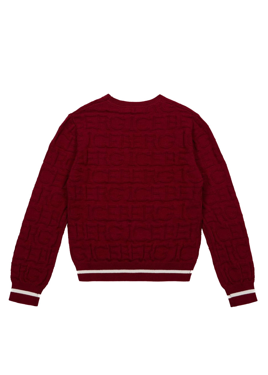 Iceberg Kids Maglione Bordeaux con Logo in Rilievo per Bambini (retro)