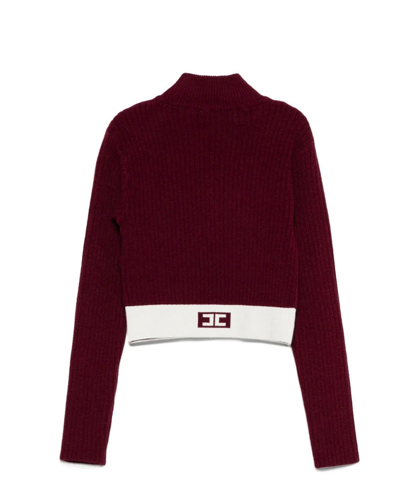 Elisabetta Franchi La Mia Bambina Maglioncino Cherry con Banda Logo per Bambine