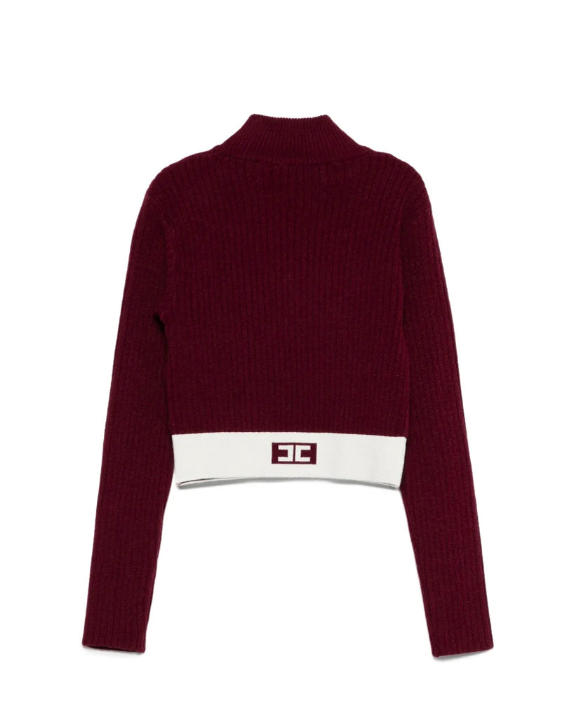 Elisabetta Franchi La Mia Bambina Maglioncino Cherry con Banda Logo per Bambine