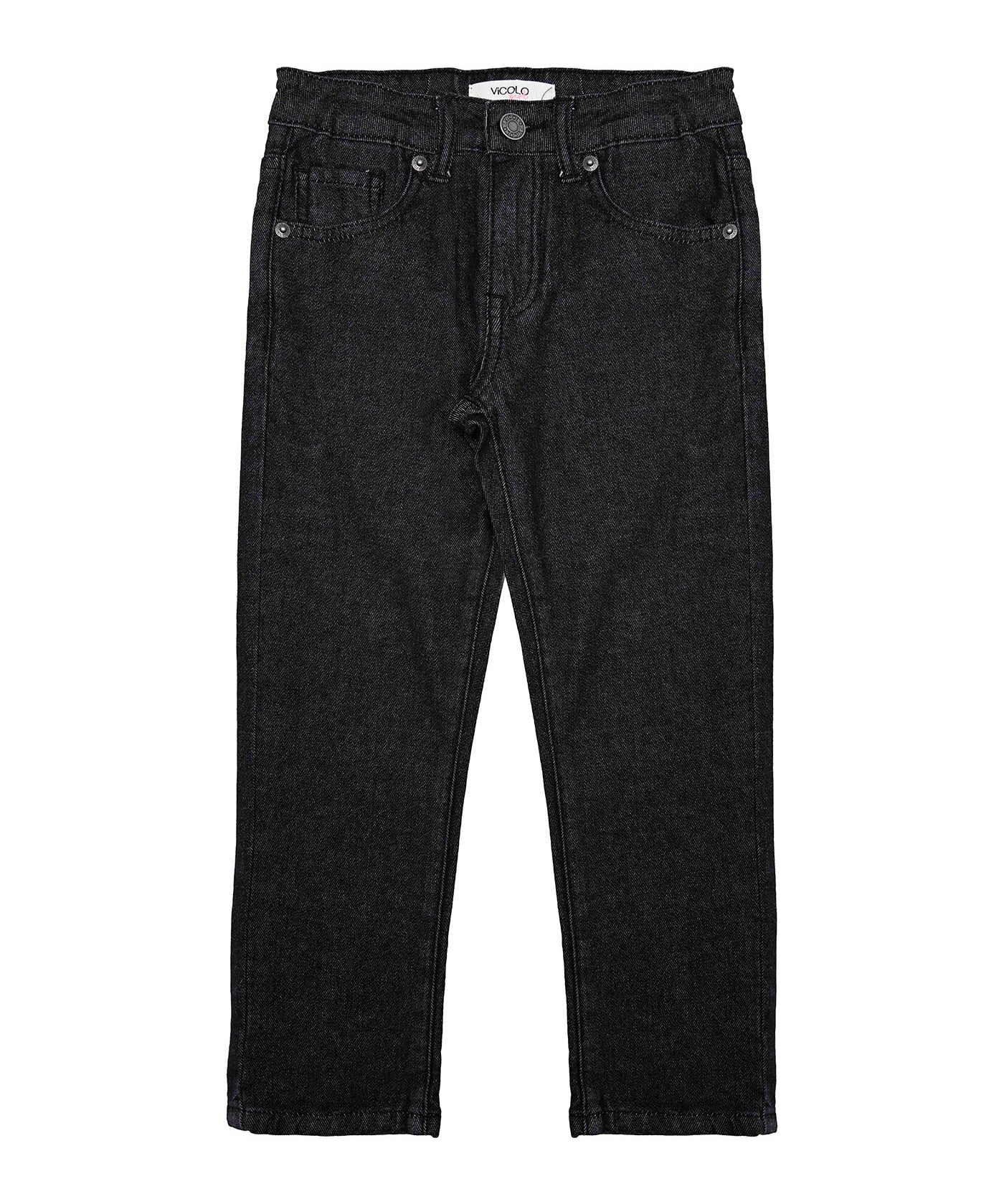 Vicolo Kids Pantaloni Denim Neri Straight per Bambine
