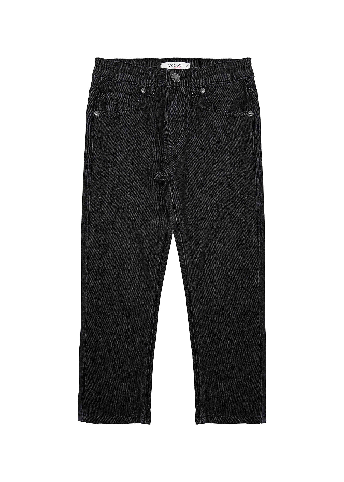 Vicolo Kids Pantaloni Denim Neri Straight per Bambine