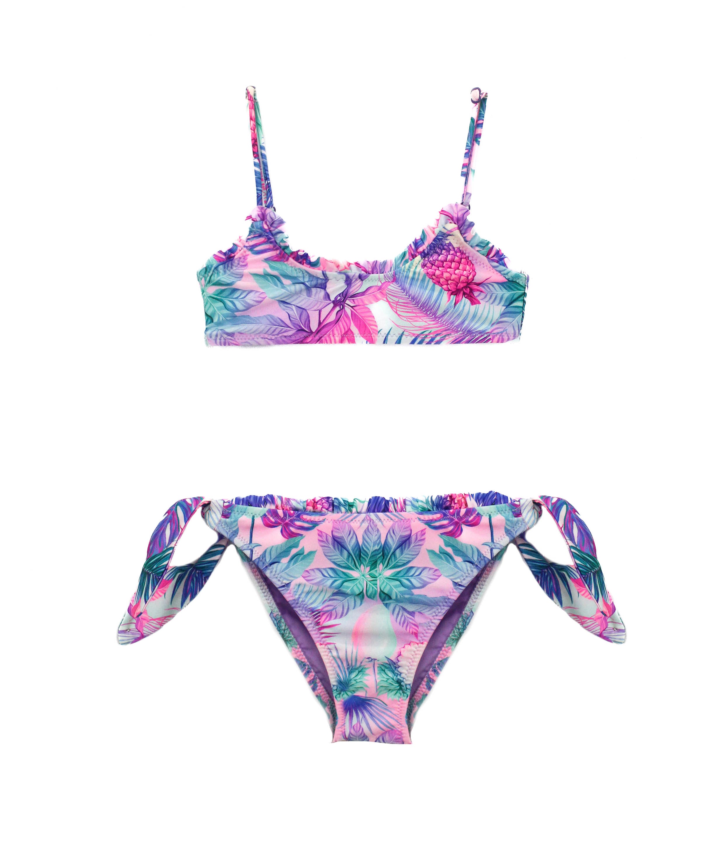 Effek Costume Bikini a Fascia Fantasia Floreale per Bambine