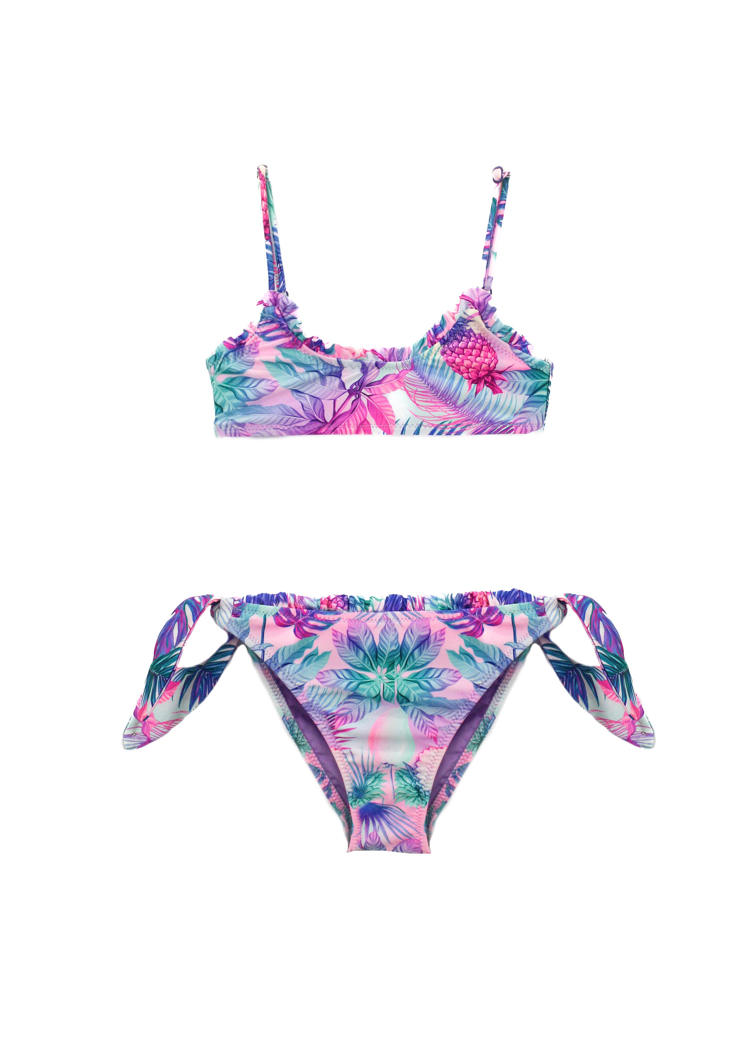 Effek Costume Bikini a Fascia Fantasia Floreale per Bambine