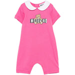 Moschino Kids Pagliaccetto Fuxia con Logo Teddy Bear per Neonati