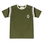 Yes London Kids T-Shirt Verde Oliva con Dettaglio su Manica e Logo in Rilievo per Bambini