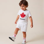 Dsquared2 Kids Bermuda Bianco con Stampa Logo per Neonati
