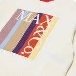 MAX&Co. Kids Maglione Girocollo Panna con Maxi Patch Logo Multicolore per Bambine