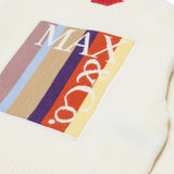 MAX&Co. Kids Maglione Girocollo Panna con Maxi Patch Logo Multicolore per Bambine