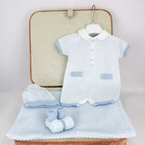 Marlu White/Sky Blue Baby Romper Layette